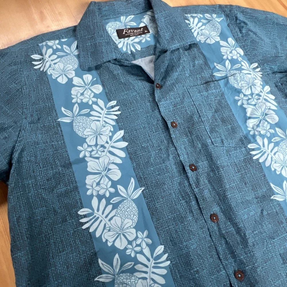 Men's Hawaiian Aloha Print Shirt -‎ Favant - Sz XL